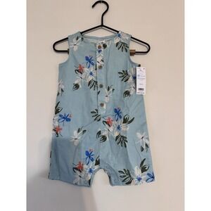 Carter's Baby Boy Romper Palm Tree Tropical NWT 18m Cotton Beach Vacation Fish